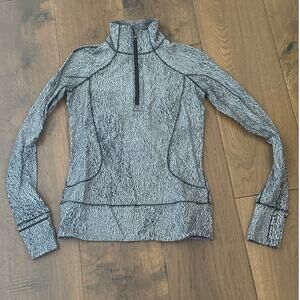 Lululemon Rush Hour 1/2 Zip Running Luon Spray Jacquard Jacket White Black 2